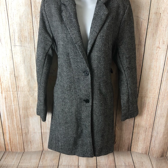 Jackets & Coats 49 Black And Gray Herringbone Coat Size Medium Poshmark